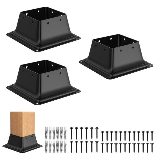 4x4 Post Base 3Pcs, Internal 3.6"x3.6" Heavy Duty Post Bracket