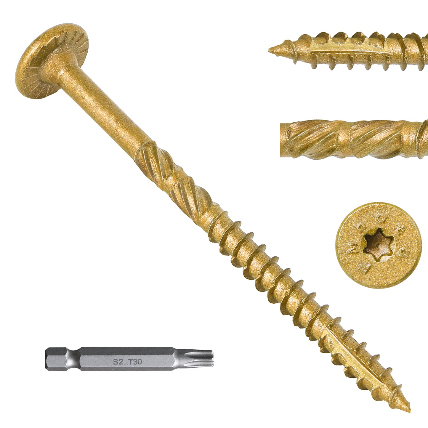 2-7/8 Inch Heavy-Duty Outdoor Deck Screws, Star Drive Decking Wood Screws, Rust Resistant Timber Screws for Timber/Log/Landscaping Wood (#14 x 2-7/8 Tan)