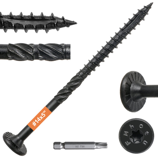 #14 x 5 Wood Structural Lag Screws Star Drive Decking Wood Screws, Rust Resistant Timber Screws for Timber/Log/Landscaping