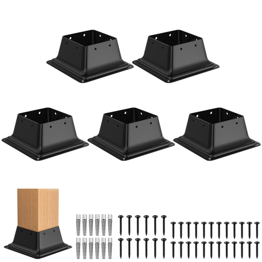 4x4 Post Base 5Pcs, Internal 3.6"x3.6" Heavy Duty Post Bracket