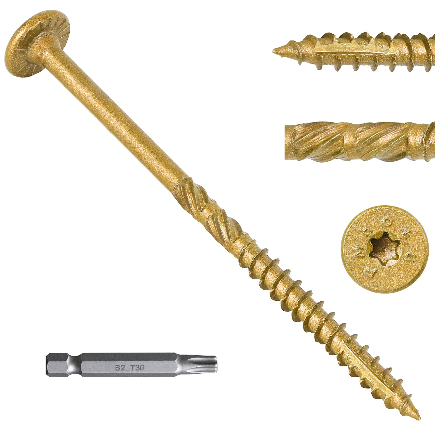 6 Inch Heavy-Duty Outdoor Deck Screws, Star Drive Decking Wood Screws, Rust Resistant Timber Screws for Timber/Log/Landscaping Wood (#14 x 6 Tan)