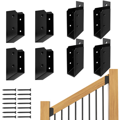 FMhotu 30° Stair Angle Stainless Steel Deck Railing Brackets Connectors for 2"x4" (Actual 1.5"x3.5") Railing Wood Post Stair Fence Railing Connectors with Coated Wood Screws