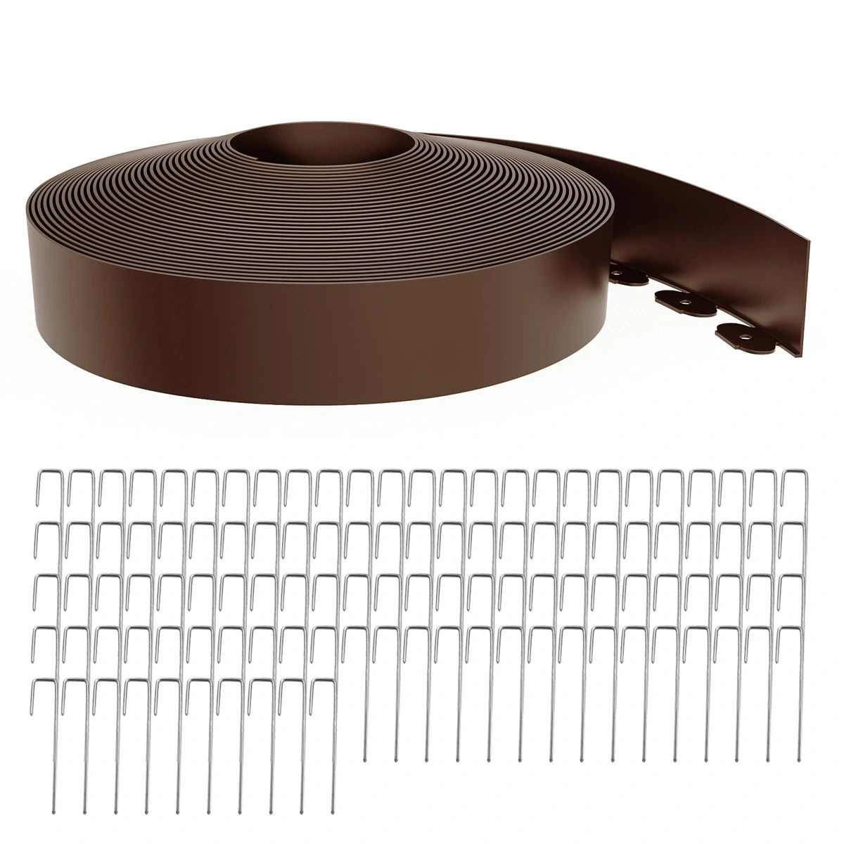 4-Inch Landscape Edging with Metal Spikes, Brown