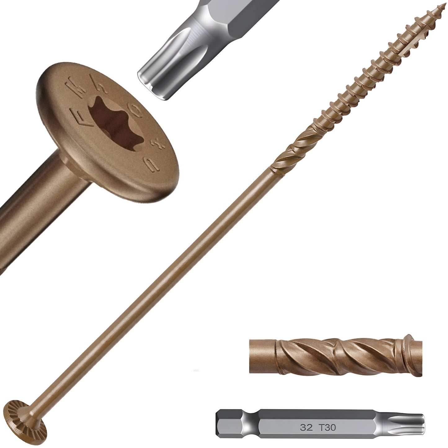 #14 x 10 Inch Wood Structural Lag Screws