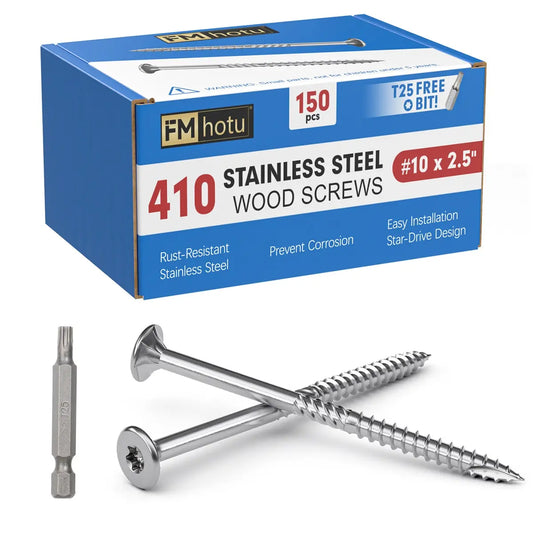 #10 x 2.5 Stainless Steel Deck Screws, 410 Grade Stainless Steel