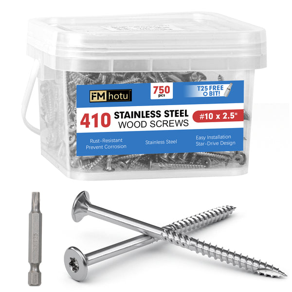 #10 x 2.5 Stainless Steel Deck Screws, 410 Grade Stainless Steel