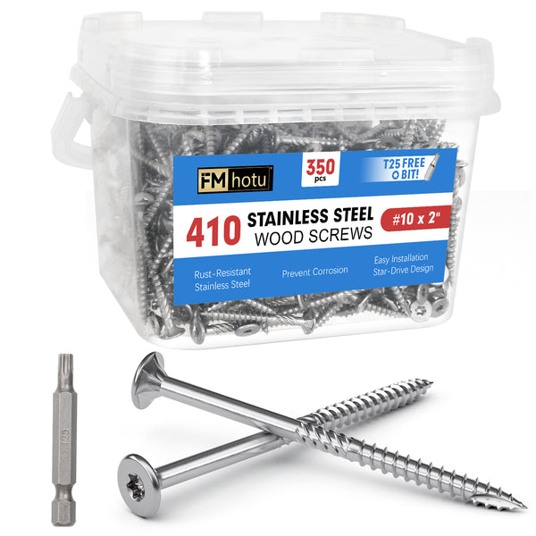 #10 x 2 Stainless Steel Deck Screws, 410 Grade Stainless Steel