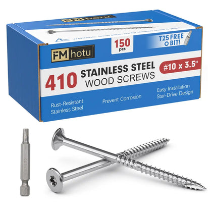 #10 x 3.5 Stainless Steel Deck Screws, 410 Grade Stainless Steel