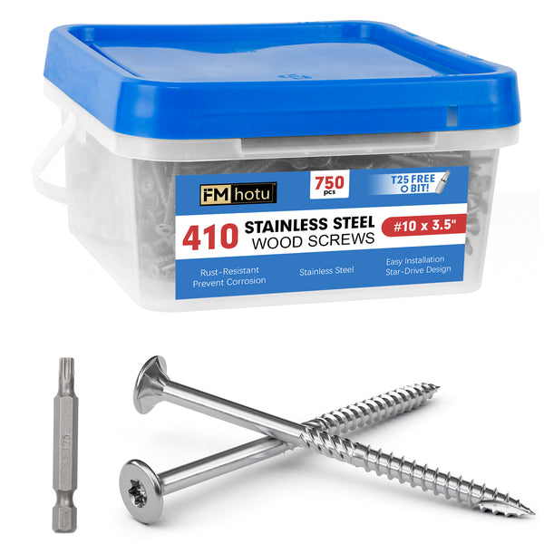 #10 x 3.5 Stainless Steel Deck Screws, 410 Grade Stainless Steel