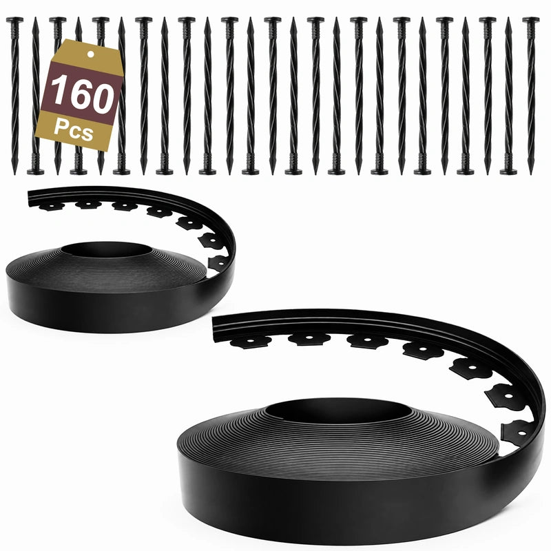 1.5 Inch Landscape Edging, Ribbed Garden Edging, Black