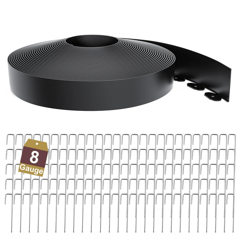 3-Inch Landscape Edging with Metal Spikes, Blck