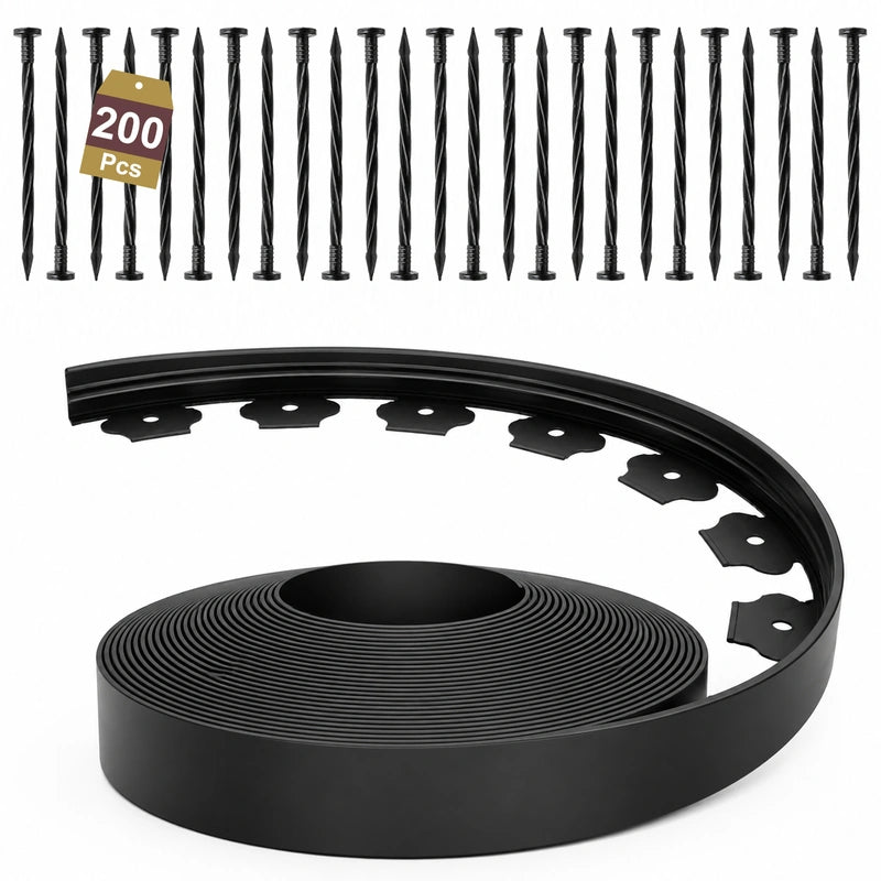 1.5 Inch Landscape Edging, Ribbed Garden Edging, Black