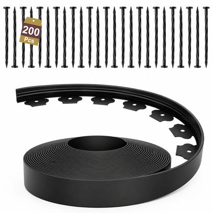 1.5 Inch Landscape Edging, Ribbed Garden Edging, Black