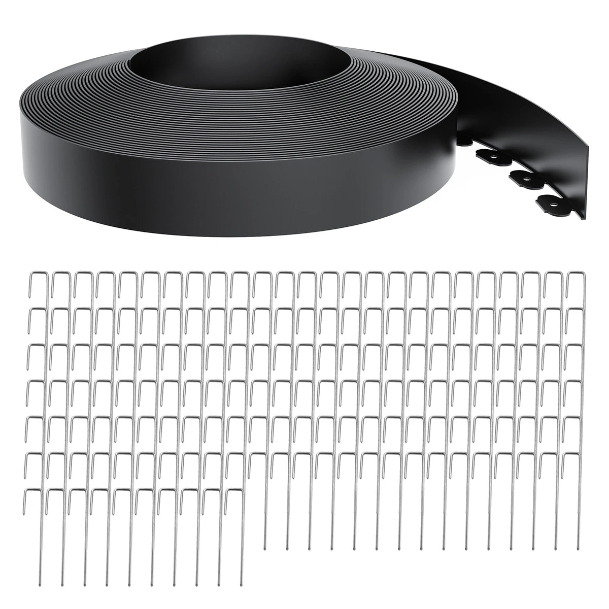4-Inch Landscape Edging with Metal Spikes, Black
