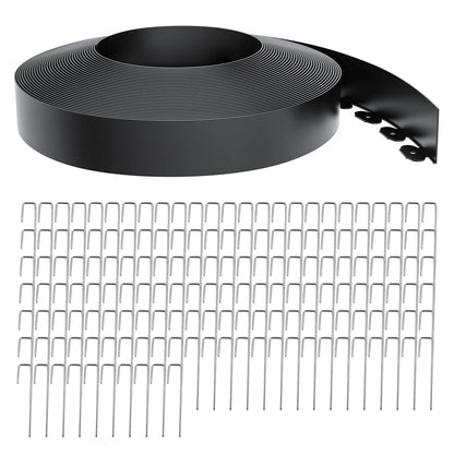4-Inch Landscape Edging with Metal Spikes, Black