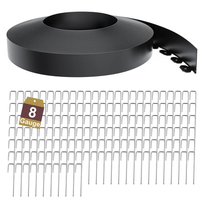 3-Inch Landscape Edging with Metal Spikes, Blck