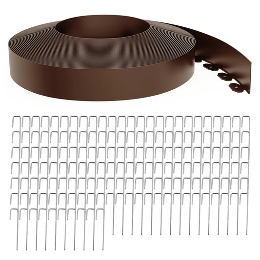 4-Inch Landscape Edging with Metal Spikes, Brown