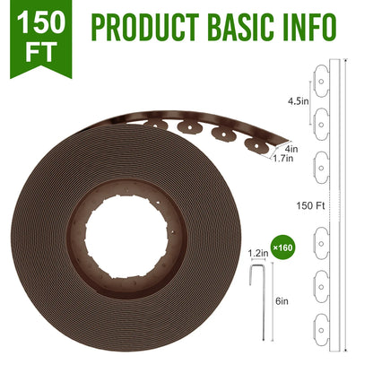 4-Inch Landscape Edging with Metal Spikes, Brown