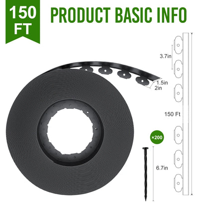 1.5 Inch Landscape Edging, Ribbed Garden Edging, Black