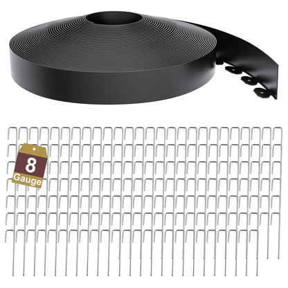 3-Inch Landscape Edging with Metal Spikes, Blck