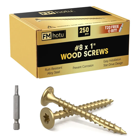 #8 x 1” Deck Screws, Star Drive Wood Screws, Gold