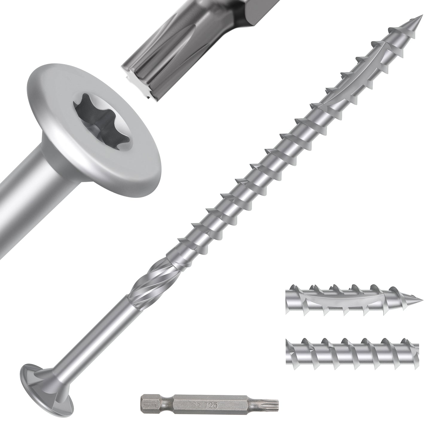 #9 x 2-1/2" Deck Screws, Star Drive Wood Screws