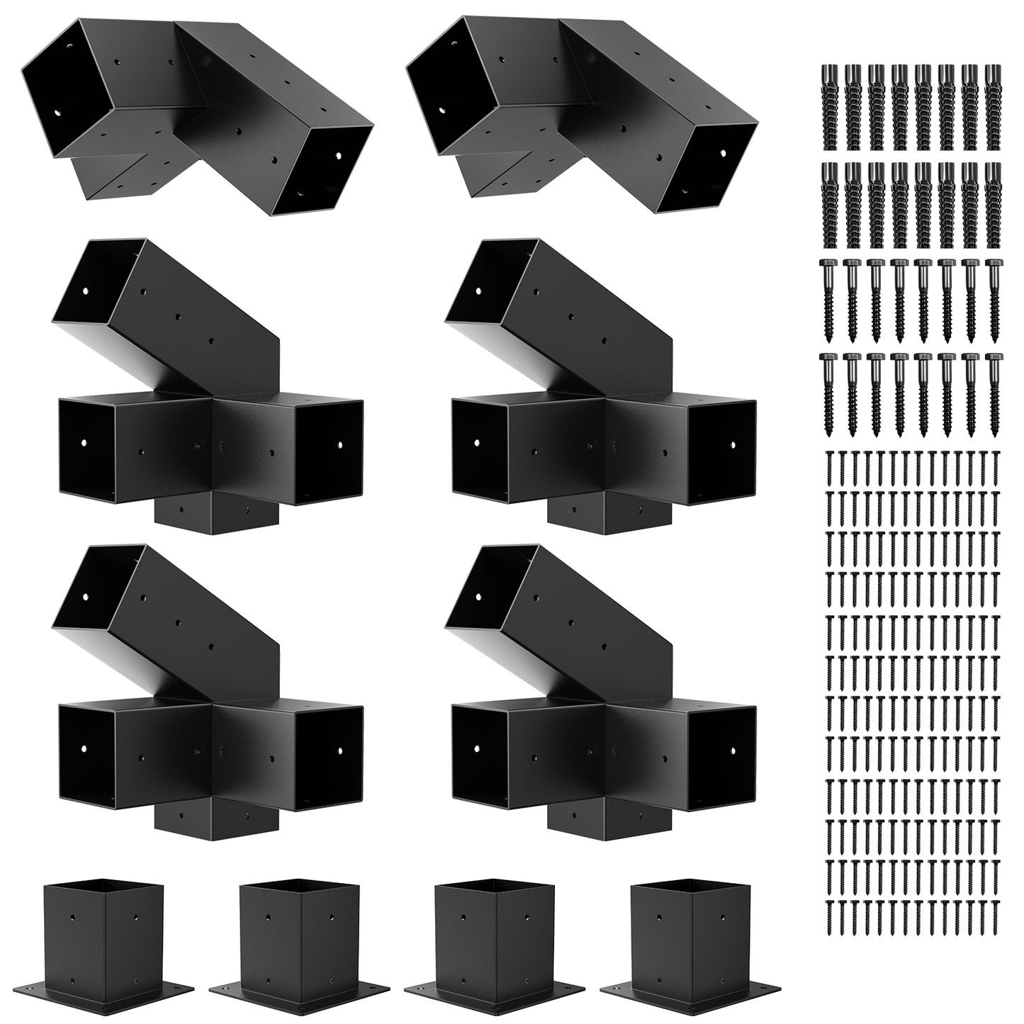 Pergola Kit, 30° Slanted Roof Bracket Set, Roof Wall Mount Extension Bracket Kit,4" x 4" (Actual: 3.5x3.5 Inch) Powder-Coated Pergola Hardware for Porch,Gazebo, Backyard(10pcs)