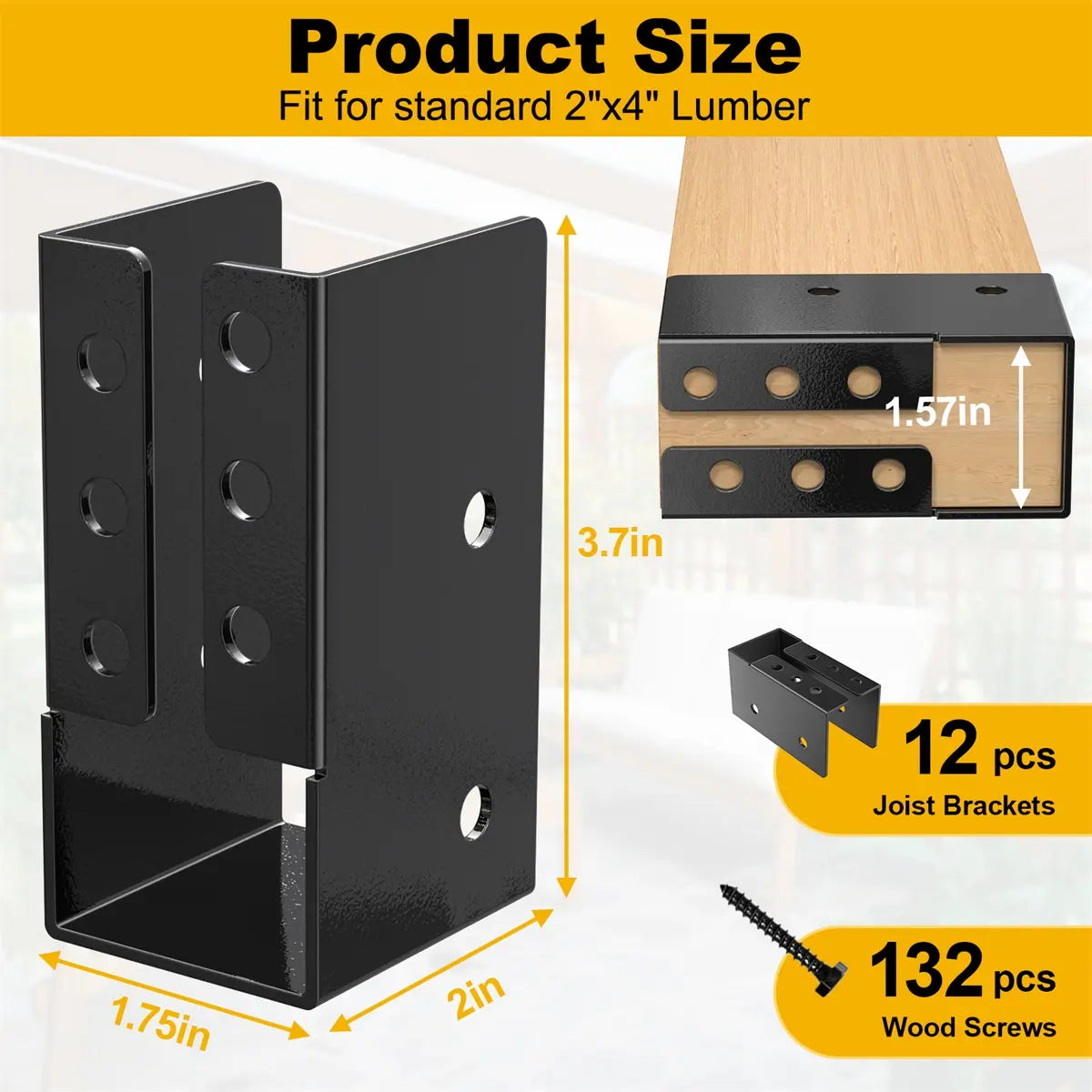 Concealed Joist Hanger, 2"x4" Outdoor Concealed-Flange Joist Bracket