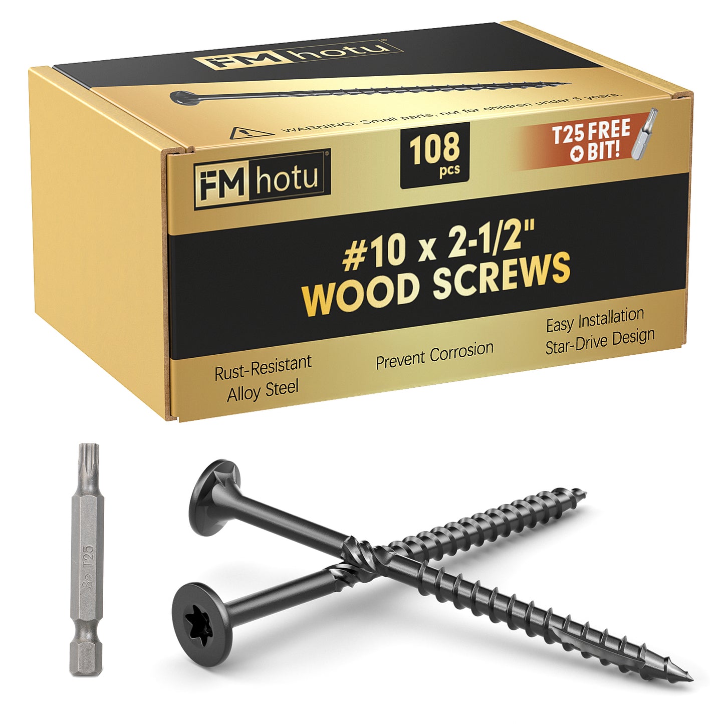 #10 x 2-1/2” Deck Screws, Star Drive Wood Screws