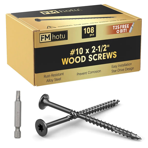 #10 x 2-1/2” Deck Screws, Star Drive Wood Screws