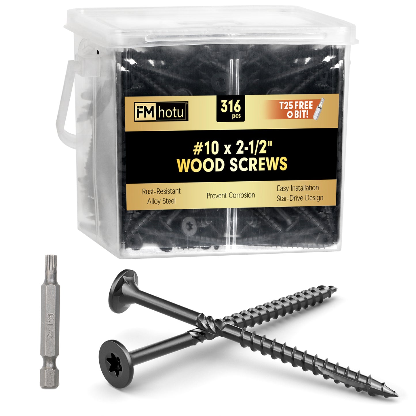 #10 x 2-1/2” Deck Screws, Star Drive Wood Screws