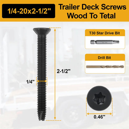 1/4-20 x 2-1/2 Flat Head Thread Cutting Self Drilling Deck Screws