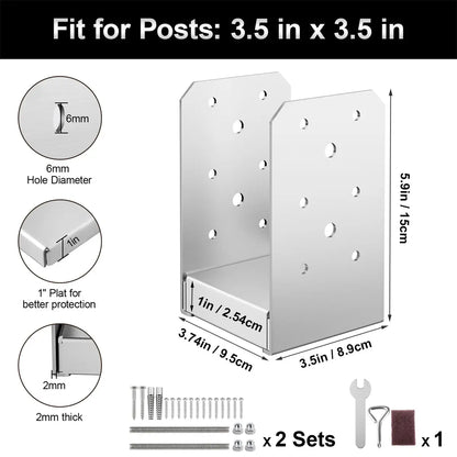 4"x4" Adjustable Post Base, Stainless Steel Post Anchor Bracket