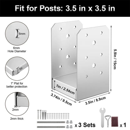 4"x4" Adjustable Post Base, Stainless Steel Post Anchor Bracket