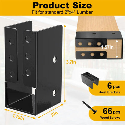 Concealed Joist Hanger, 2"x4" Outdoor Concealed-Flange Joist Bracket