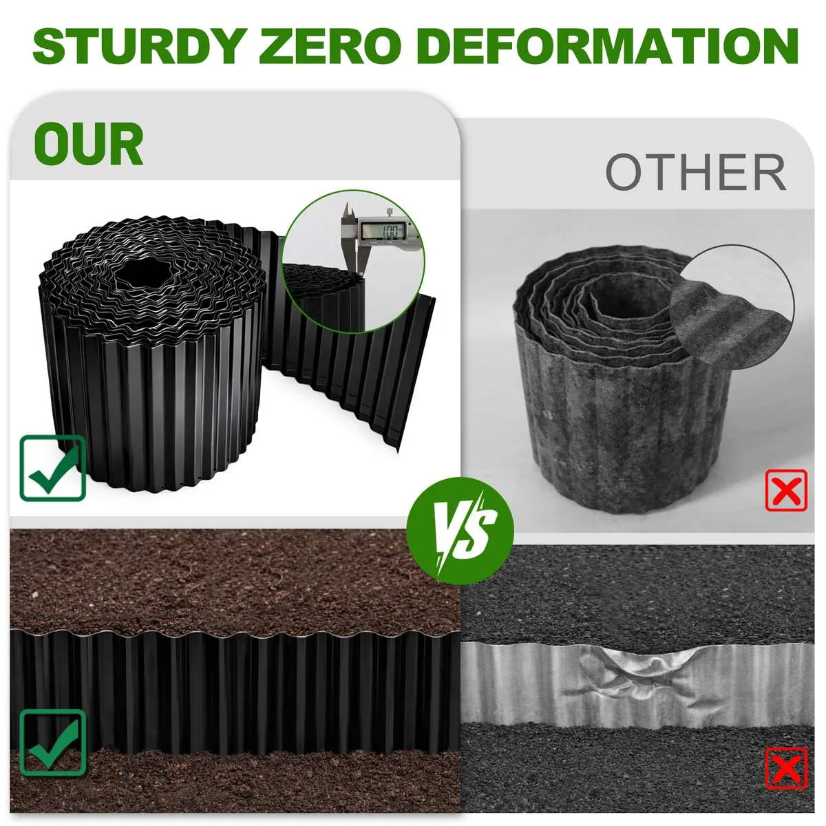 Corrugated Metal Edging, 6" Rust-proof Landscape Edging Border