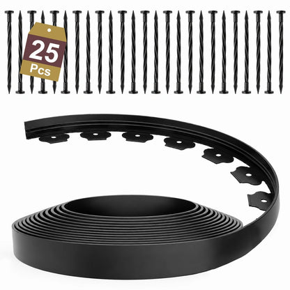 1.5 Inch Landscape Edging, Ribbed Garden Edging, Black