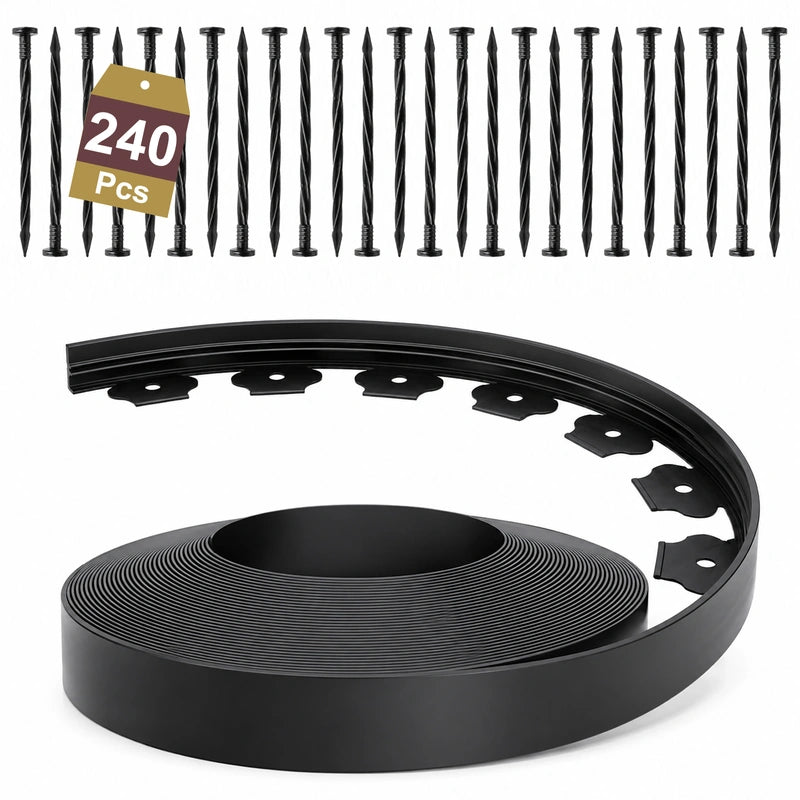 1.5 Inch Landscape Edging, Ribbed Garden Edging, Black