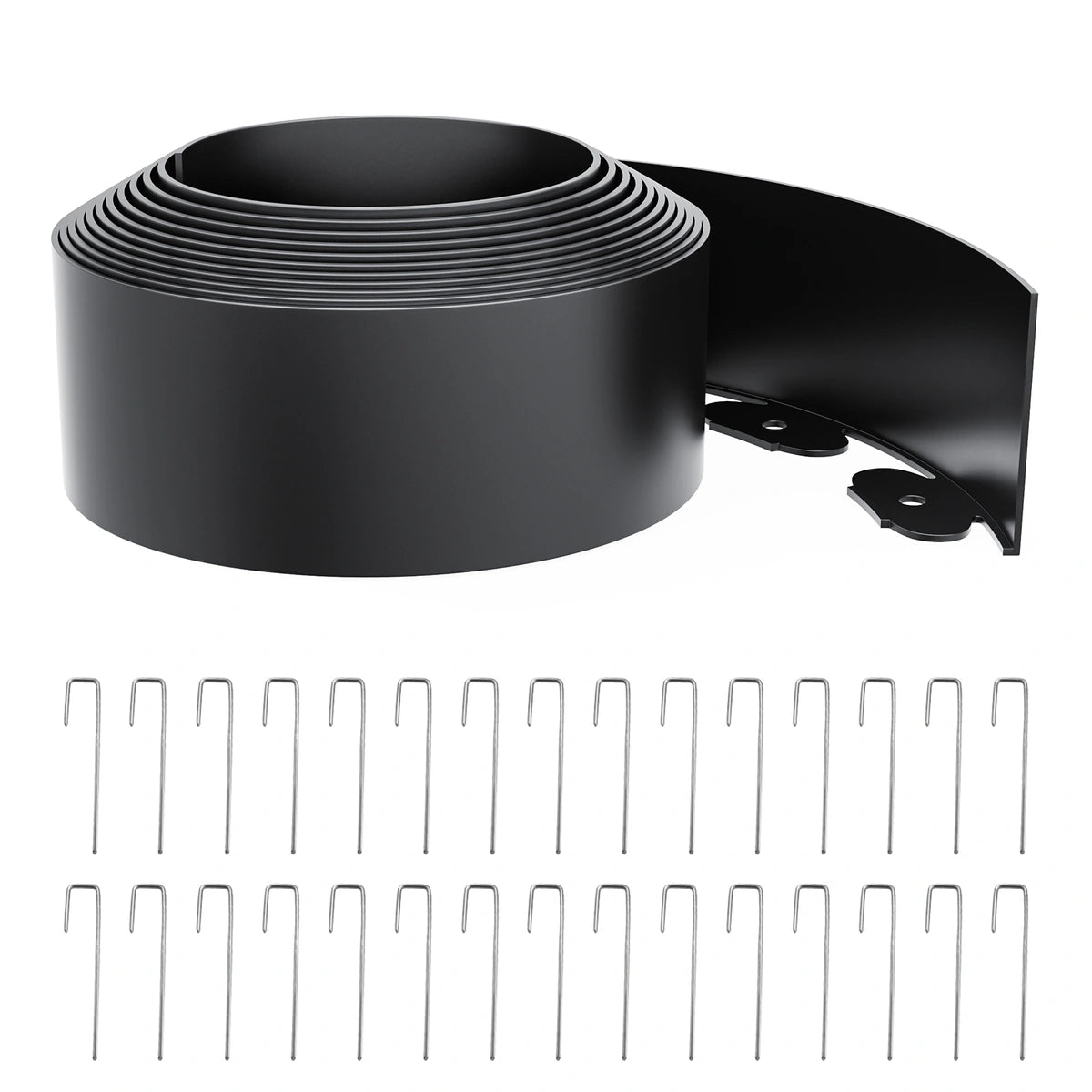 4-Inch Landscape Edging with Metal Spikes, Black