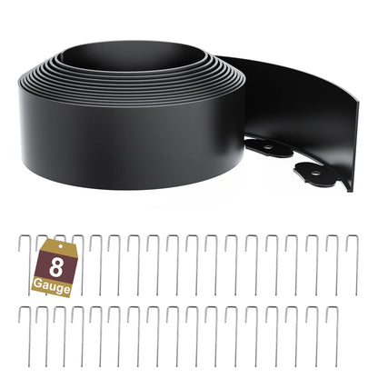 3-Inch Landscape Edging with Metal Spikes, Blck