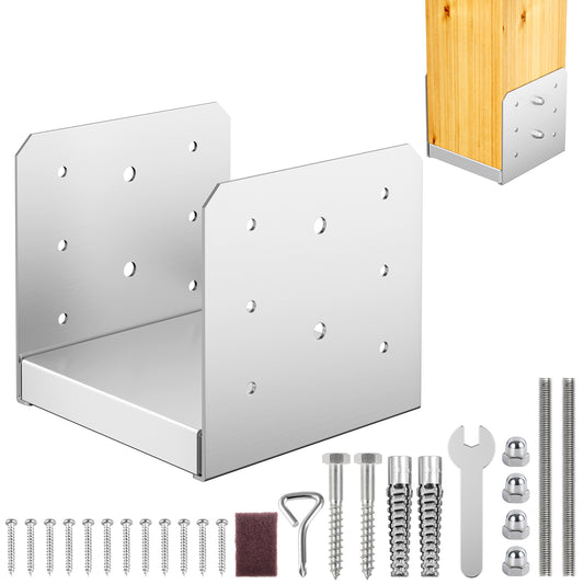 FMhotu 6"x 6" Post Base, Stainless Steel Adjustable Post Anchor Bracket(Internal 5.5 x 5.5), Adjustable Post Base for Pavilion Deck Porch Handrail Railing Support Decorative Anchor Plate