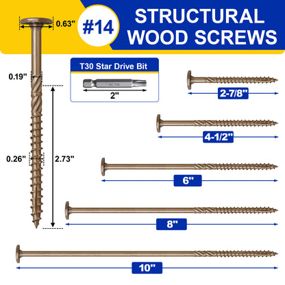 #14 x 8 Inch Wood Structural Lag Screws