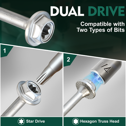 FMhotu #9 x 2-1/2" Heavy Duty Joist Hanger Screws, Structural Connector Screws, 1/4" Hex Head+T20 Star Bit, 10D Nail Replacement, Zinc-Aluminum Flake Coating, 1500-Hour Salt Spray Tested