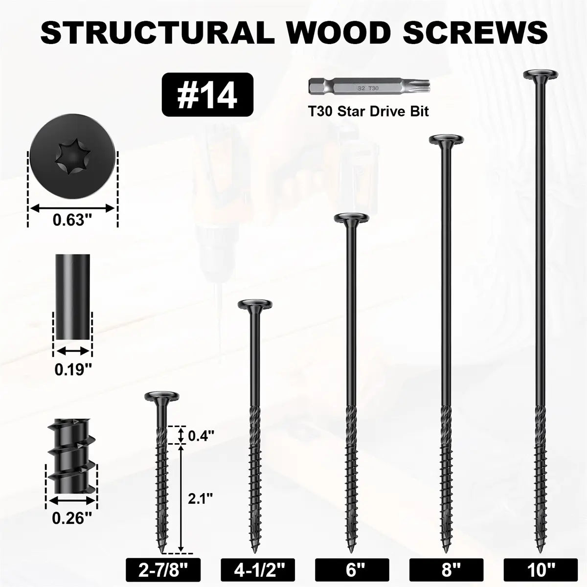 #14 x 8 Inch Heavy-Duty Wood Screws