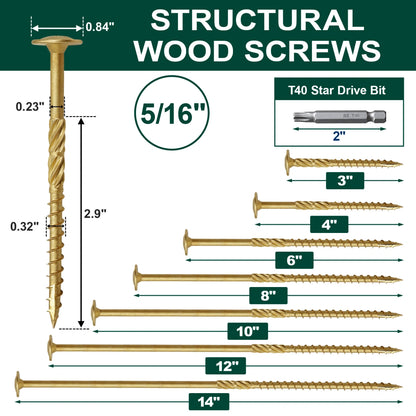 Lag Screws, 5/16" x 3" Structural Screws