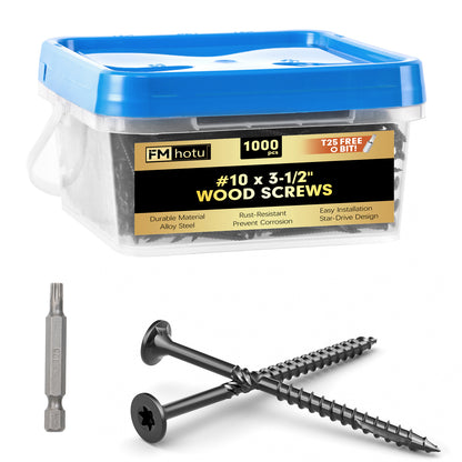 #10 x 3-1/2” Deck Screws, Star Drive Wood Screws