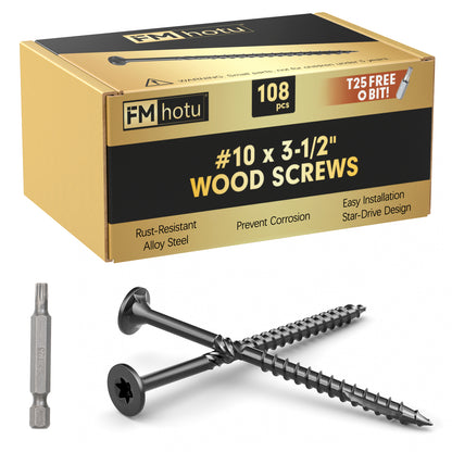 #10 x 3-1/2” Deck Screws, Star Drive Wood Screws