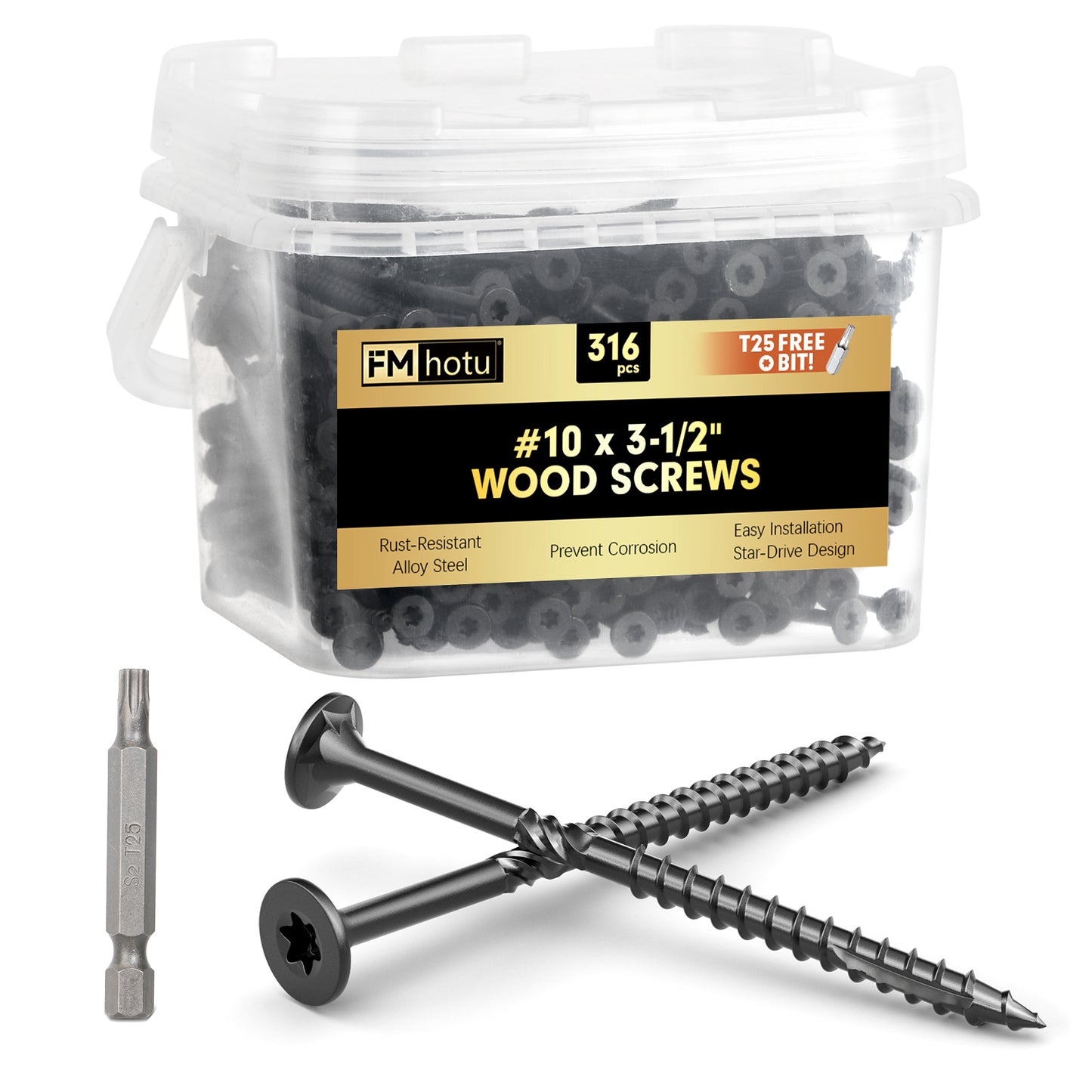 #10 x 3-1/2” Deck Screws, Star Drive Wood Screws