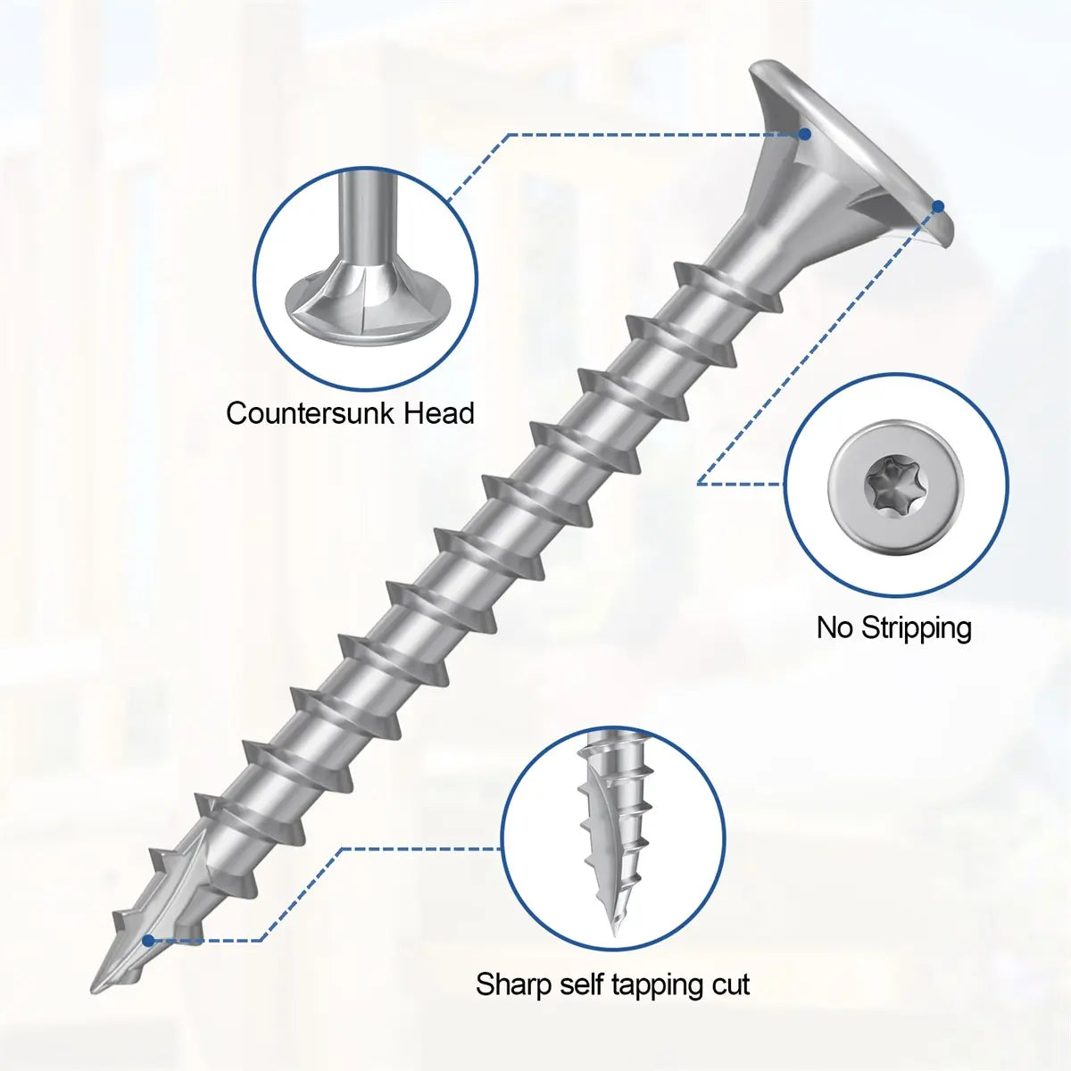 #8 x 1-5/8" Stainless Steel Deck Screws, 410 Grade Stainless Steel