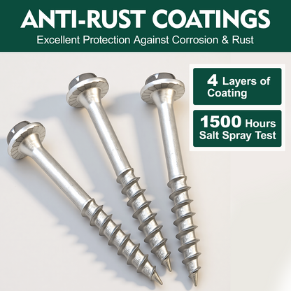 FMhotu #9 x 2-1/2" Heavy Duty Joist Hanger Screws, Structural Connector Screws, 1/4" Hex Head+T20 Star Bit, 10D Nail Replacement, Zinc-Aluminum Flake Coating, 1500-Hour Salt Spray Tested
